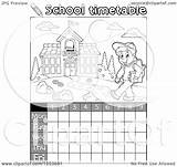 Timetable Grayscale Weekly Walking Boy Illustration School Clipart Royalty Visekart Vector sketch template
