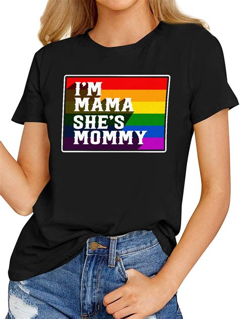 Women S Fashion T Shirt I M Mama She S Mommy Lesbian Couple Lgbt