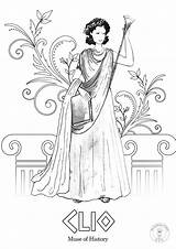 Coloring Greek Muses Pages Mythology Goddesses Gods Etsy Muse sketch template