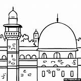 Coloring Mosque Aqsa Al Dome Pages Masjid Kids Islamic Boyama Colouring Jerusalem Places Outline Template Coloriage Eid Islam Color Sketch sketch template