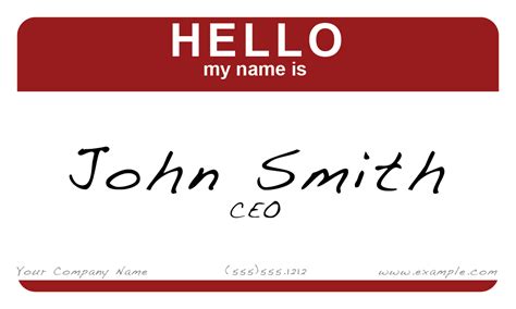 Hello My Name Is Name Tag Generator
