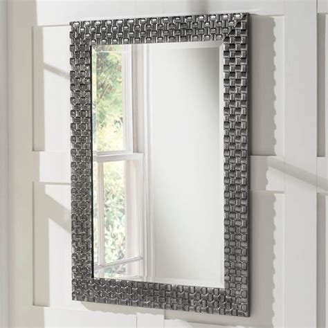 detailed grey rectangular wall mirror decor homesdirect