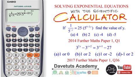 solve exponential equations   scientific calculator fx es youtube