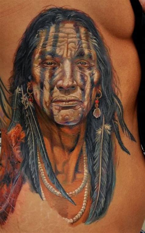 This Portrait Tattoo Of A Native American Tribal Elder