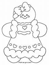 Gingerbread Girl Coloring Pages Printable Christmas Print sketch template