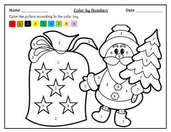 christmas themed color  number worksheets christmas worksheets