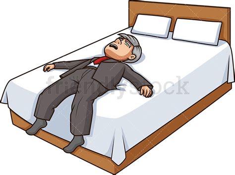 Old Man Lying Exhausted In Bed Cartoon Clipart Vector Friendlystock