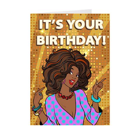 solid gold african american woman birthday greeting card black
