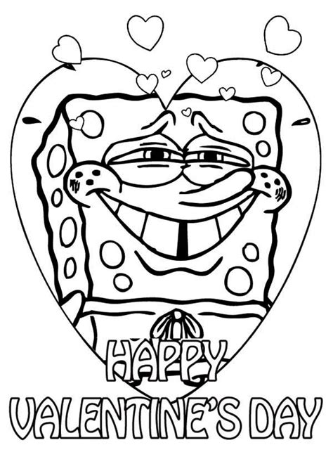 spongebob  happy valentines day  coloring page kids play