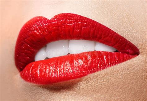Sensual Open Mouth With Red Lipstick Stock Image Image Of Teeth