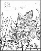 Haunted Coloring House Pages Mansion Drawing Prairie Little Disney Castle Printable Inside Halloween Cartoon Print Colouring Printables Color Houses Kids sketch template