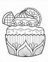 Pages Coloring Zentangle Cupcake Adult Template sketch template