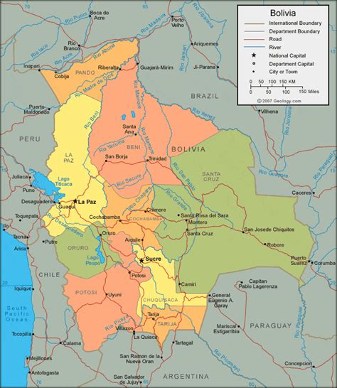 bolivia map  satellite image