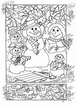 Hidden Christmas Winter Printable Puzzle Puzzles Snowman Coloring Objects Worksheets Printables Pages Choose Board sketch template