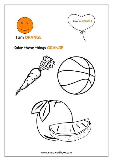 color orange printable color trace  write kindergarten worksheets
