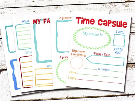 printable time capsule  kids homeschool learning etsy