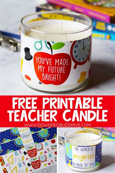 teacher candle gift  printable candle labels teacher candle