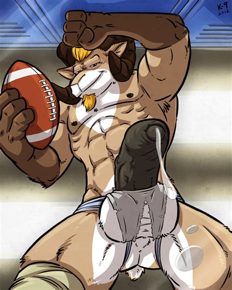 rule 34 aaron character abs balls biceps clothing dripping facial hair football furry goatee