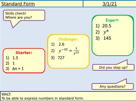 standard form lessons teaching resources