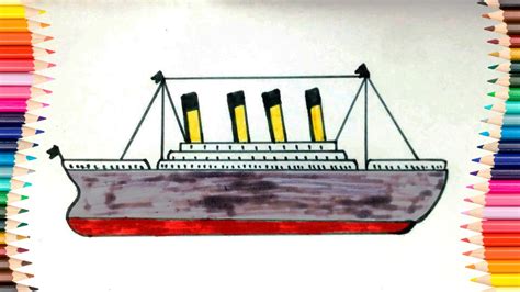 draw titanic ship easy step  step titanic ship drawing video titanic ship ship