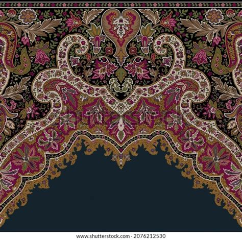 Mughal Art Border Design Textile Printing Ilustrações Stock 2076212530