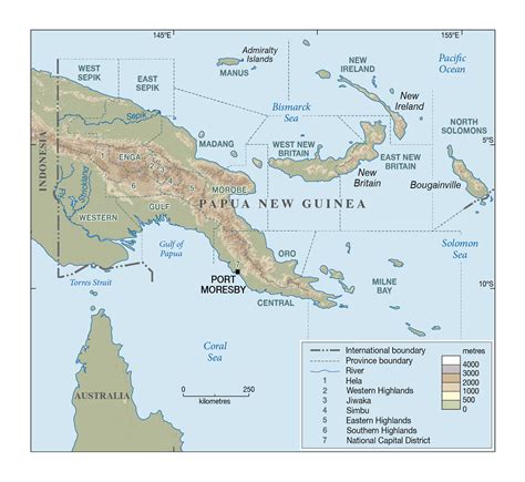 Large Elevation Map Of Papua New Guinea With Other Marks