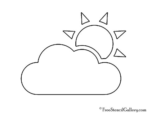 weather icon cloud  sun stencil  stencil gallery