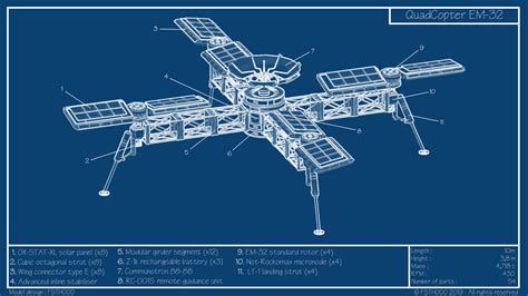 artstation quadcopter em  ksp blueprint
