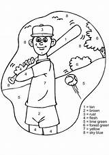 Baseball Coloring Pages Number Color Printable Books sketch template