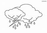Wolken Wolke Regen Blitz Ausmalbild Rain Malvorlage Kostenlos sketch template
