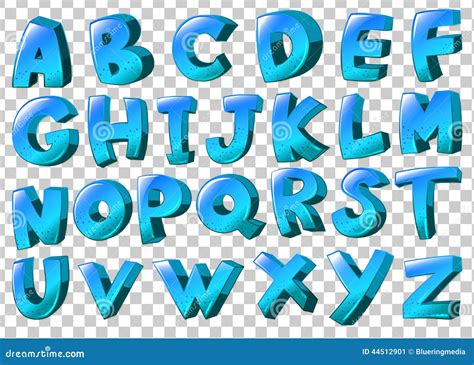 letters   alphabet  blue colors stock vector image