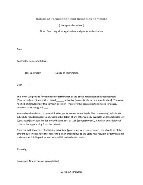 notice  termination contract letter templates