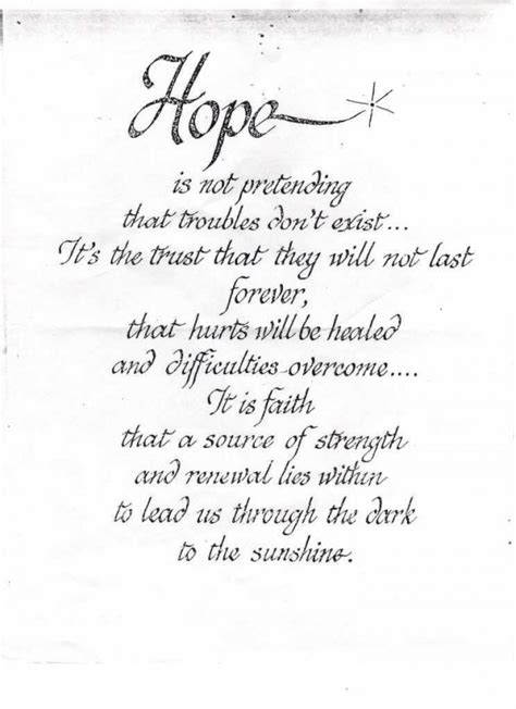 Hope Is Not Pretending That Troubles Dont Exist Life Quote