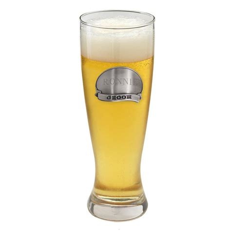 Personalized Beer Glasses Pilsner Pewter Medallion