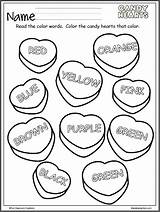 Hearts Candy Colors Valentine Coloring Valentines Activity Kindergarten Preschool Madebyteachers Activities Practice Kids Sheets Choose Board sketch template
