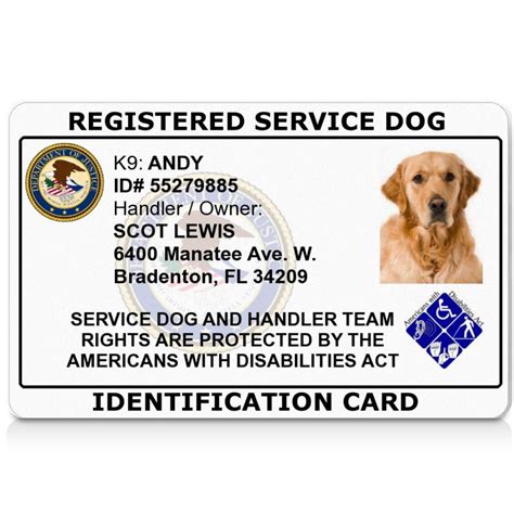 service dog card printable