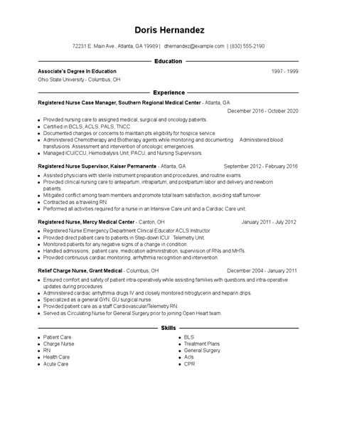 Registered Nurse Case Manager Resume Examples And Tips