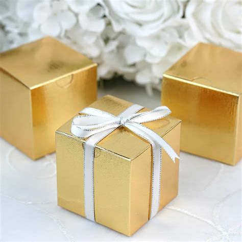 gold wedding favor boxes   square enfete