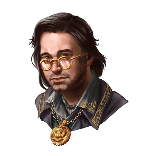 Male Human Wizard With Glasses Portrait Character