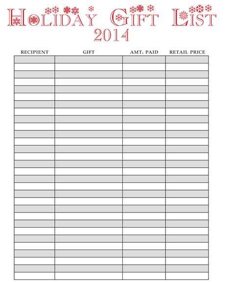 printable christmas card list template    christmas