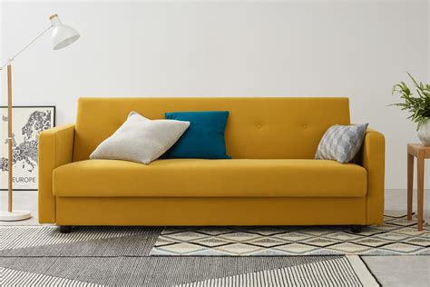 chou click clack sofa bed with storage butter yellow