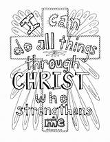 Coloring Bible Pages Philippians Verse Sheets School Things Do Sunday Christ Through 13 Kids Printable Color Verses Scripture Religious Cross sketch template
