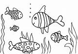Fish Coloring Pages Aquarium Kids Swimming Printable Aloha Cartoon Fishing Drawing Tank Print Rod Fishtank Butterfly Colouring Water Color Five sketch template
