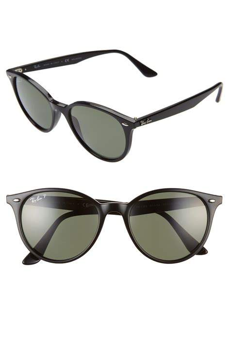 ray ban phantos 53mm polarized round sunglasses in black lyst