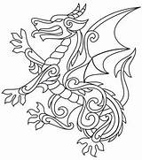 Coloring Dragon Pages Heraldry Embroidery Gilded Adult Celtic Designs Welsh Colouring Patterns Dragons Tattoo Viking Redwork Printable Awesome Urban Threads sketch template