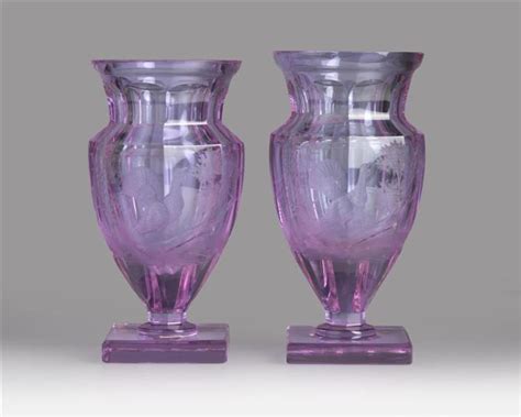 Lot Two Moser Amethyst Art Glass Vases