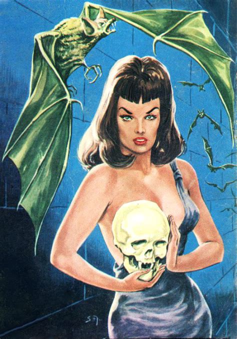 Illustration Bat Vintage Horror 1950 S Skull Pulp Fiction