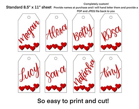 printable valentines  tags set   personalized etsy