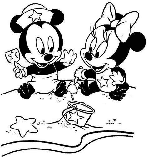 cartoon design baby mickey mouse  minnie mouse coloring pages