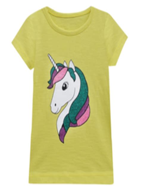 Buy A T U N Girls Yellow Unicorn Printed T Shirt Tshirts For Girls
